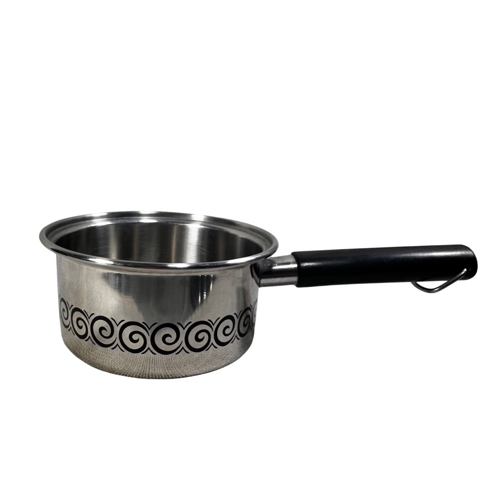 Ekco 1 Quart Stainless Steel Saucepan 3-Ply USA Greek Key Scroll Pattern Pot‎